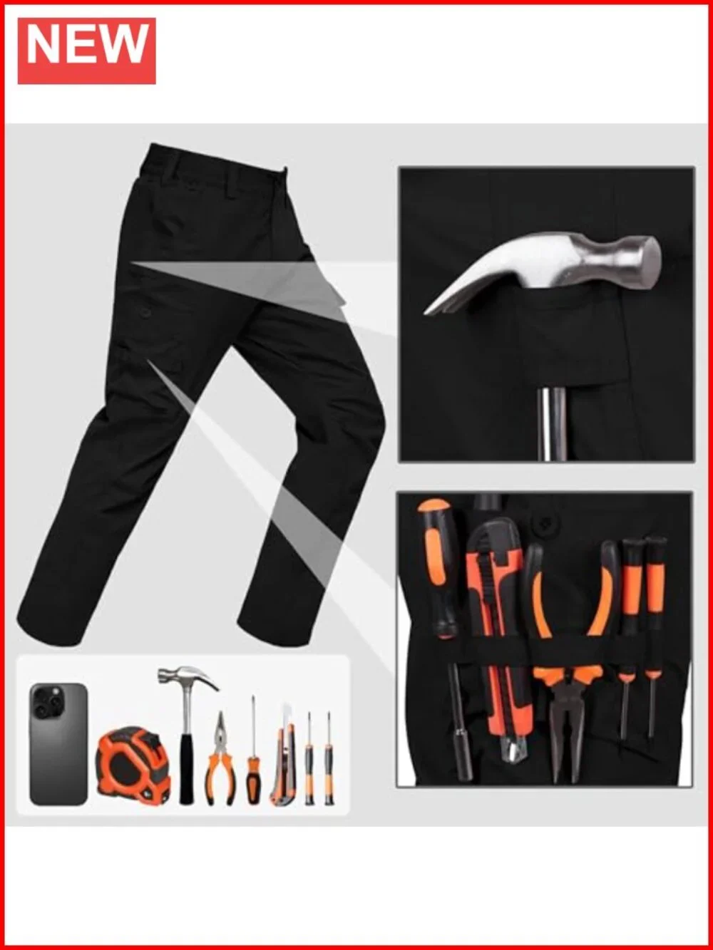 Men's Hiking Cargo Pants – Water Resistant Ripstop Tactical Work Trousers